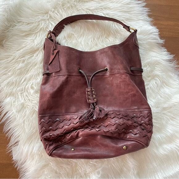 A.S.98 Handbags - A.S.98 | Women’s Merlot Burgundy Leather Hobo Bucket Bag Leather Shoulder Purse